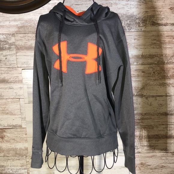 Under Armour cold gear hoodie orange and gray sweatshirt size medium thicker​​ - Picture 1 of 7